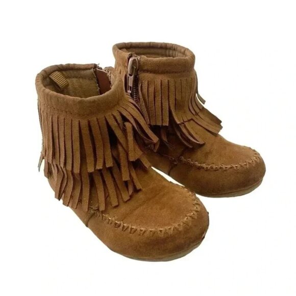 Joe Fresh Fringe Moccasin Baby Booties Brown  Size 6 - Picture 3 of 12